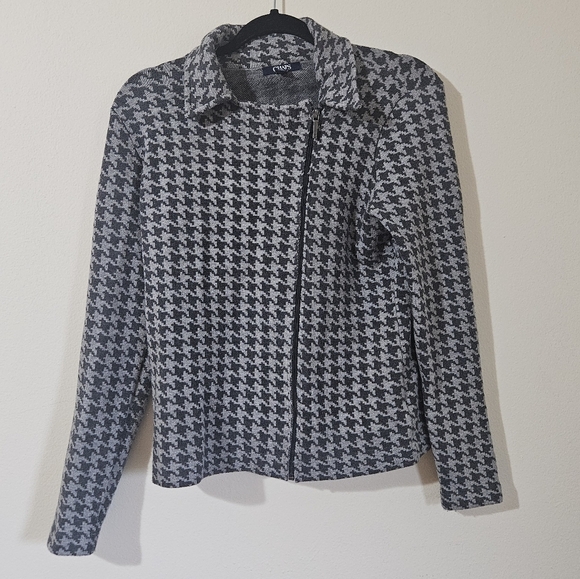 Chaps Houndstooth Zip Front Sweater - Picture 1 of 6